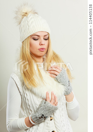 Attractive woman wearing winter clothes. 114405138