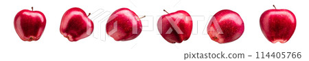 Set of delicious red apple on grey background Set of delicious red apple on grey background 114405766