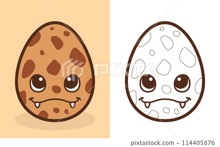 Cute cartoon dinosaur egg. Coloring page, coloring book. Vector illustration Cute cartoon dinosaur egg. Coloring page, coloring book. Vector illustration 114405876
