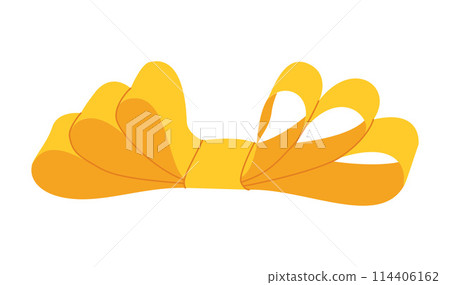 Decorative yellow Gift bow with ribbons.  114406162