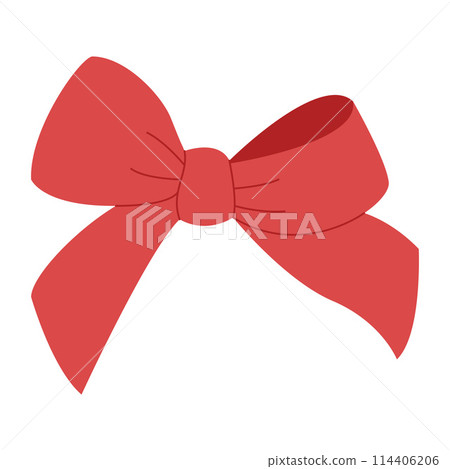 Decorative red Gift bow with ribbons.  114406206