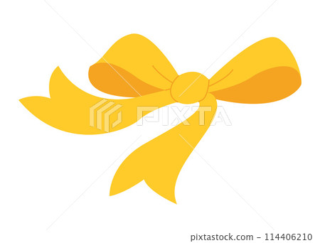 Decorative yellow Gift bow with ribbons.  Decorative yellow Gift bow with ribbons.  114406210