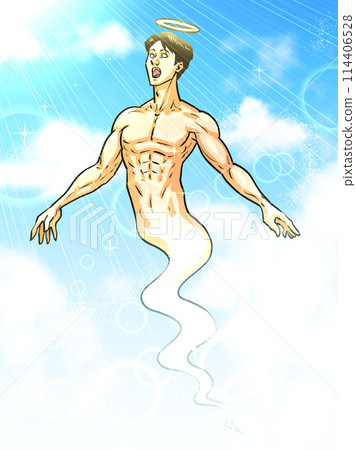 Illustration of a person ascending to heaven 114406528