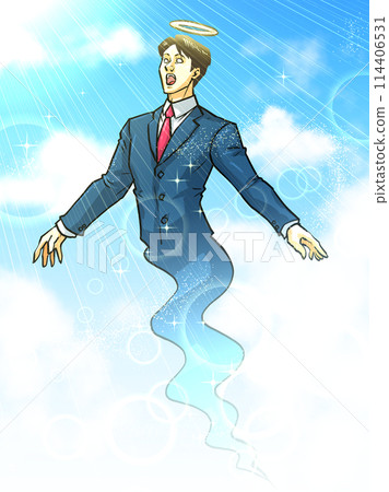 Illustration of a person ascending to heaven 114406531