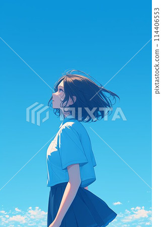 AI-generated image of a high school girl's back 114406553