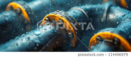 Background of the wall with pipeline. Industrial concept. 114406979