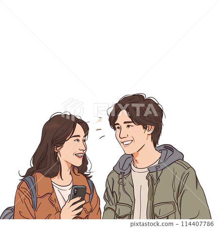 vector flat business woman and man talking 114407786