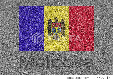 The Moldovan flag painted on a stone slab with the word "Moldova" carved into it The Moldovan flag painted on a stone slab with the word "Moldova" carved into it 114407912