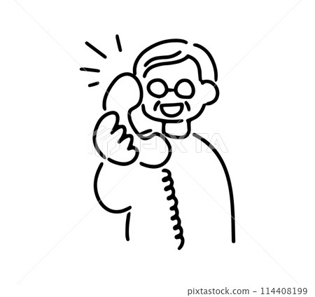 Illustration of a senior man making a phone call Illustration of a senior man making a phone call 114408199