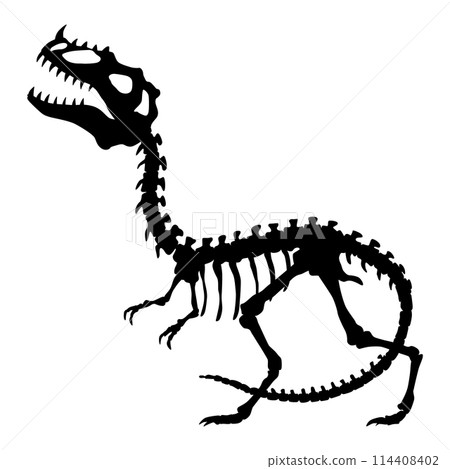 Dinosaur skeleton. Dino monsters icon. Shape of real animal. Sketch of prehistoric reptiles. Vector illustration isolated on white. Hand drawn sketch Dinosaur skeleton. Dino monsters icon. Shape of real animal. Sketch of prehistoric reptiles. Vector illustration isolated on white. Hand drawn sketch 114408402