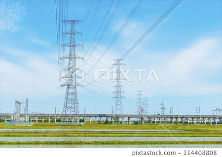 Scenery with a steel tower 114408808