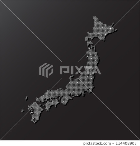 Vector map Japan from silver sequins or glitters Vector map Japan from silver sequins or glitters 114408905