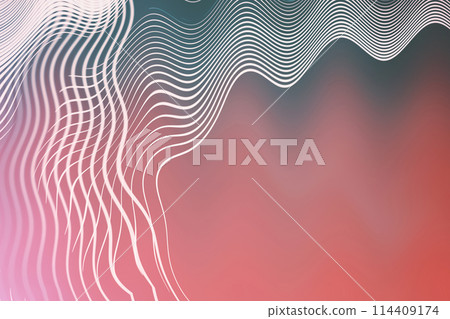 Abstract Wavy Lines on Red Background. 114409174