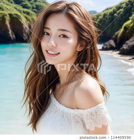 大胸女孩的海灘凹印 114409590