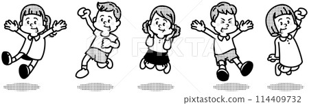 Illustration of jumping children Illustration of jumping children 114409732