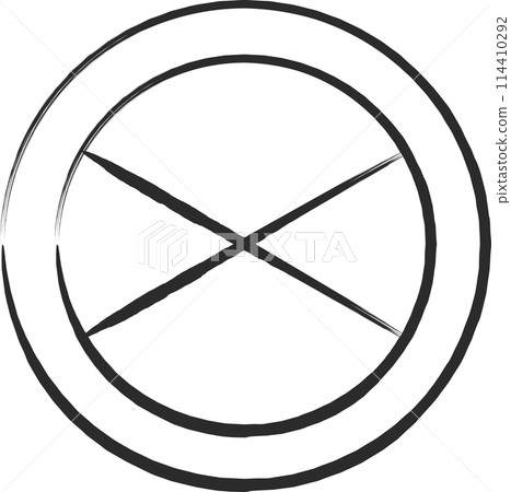 一個簡單標誌的單筆畫插圖:道路封閉 一個簡單標誌的單筆畫插圖:道路封閉 114410292