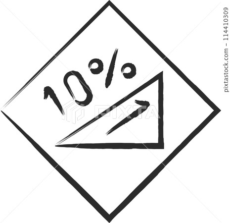 Simple sign, brush-drawn illustration, steep uphill slope 114410309