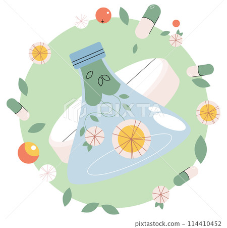 Traditional medicine vector illustration. The traditional medicine metaphor is garden where remedies bloom for wellness Natures embrace in traditional medicine fosters wholesome and healthy lifestyle 114410452