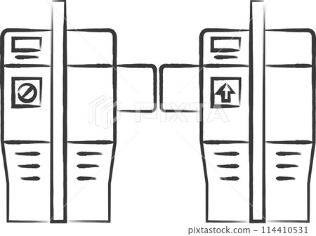 Brush-drawn station related icon illustration: Ticket gate 114410531
