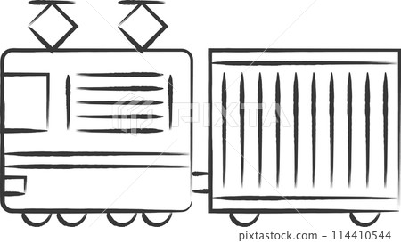 Hand-drawn station related icon illustration: Freight train 114410544