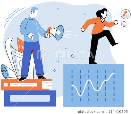 Personal development. Woman climbs up, metaphor growth personality. Self-improvement and self evolution concept. Ladders to success, training, motivation for education, practice. Self-management Personal development. Woman climbs up, metaphor growth personality. Self-improvement and self evolution concept. Ladders to success, training, motivation for education, practice. Self-management 114410595