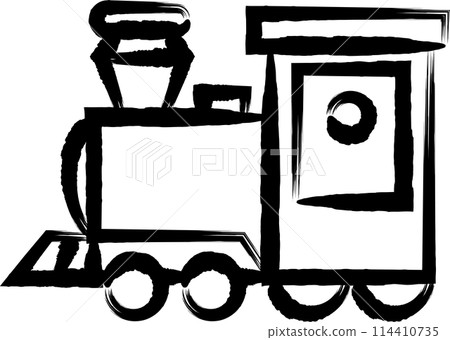 Brush-drawn vehicle icon illustration: Locomotive 114410735