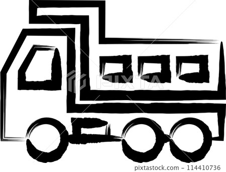 Brush-drawn vehicle icon illustration: Dump truck 114410736