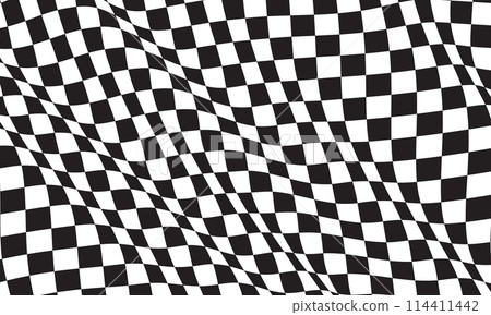 Checkered flag wave flying on white blank space design sport race championship business success background vector 114411442