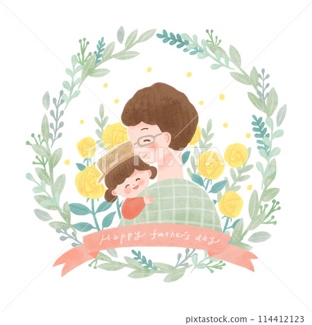 Father's Day Dad and Child with Bouquet Wreath 1 114412123