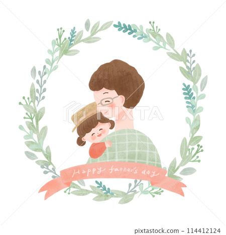 Father's Day Dad and Child with Bouquet Wreath 2 114412124