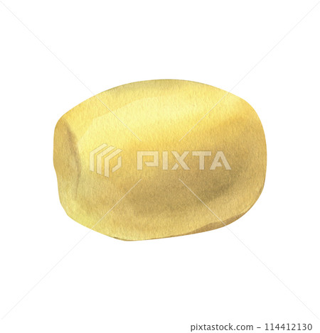 White potatoes, peeled whole tuber. Watercolor illustration, hand drawn on the theme of harvest, cooking, food, packaging, vegetable shop design. Element isolated from background. White potatoes, peeled whole tuber. Watercolor illustration, hand drawn on the theme of harvest, cooking, food, packaging, vegetable shop design. Element isolated from background. 114412130