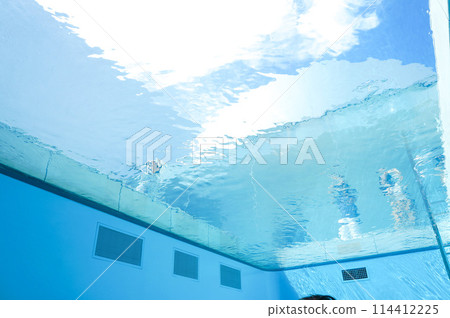 Water surface seen from the bottom of the pool 114412225