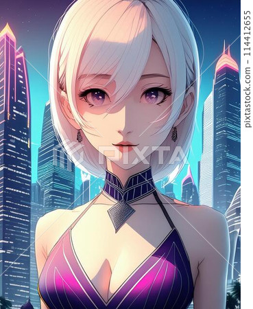 一個美麗的亞洲女孩的插圖 114412655
