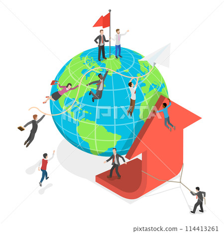 3D Isometric Flat  Conceptual Illustration of Demography, Earth Overpopulation 114413261
