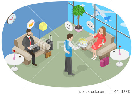 3D Isometric Flat Conceptual Illustration of Vip Lounge Airport Zone, Business Travel 3D Isometric Flat Conceptual Illustration of Vip Lounge Airport Zone, Business Travel 114413278