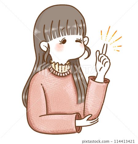 用食指指著的女孩/女人 114413421