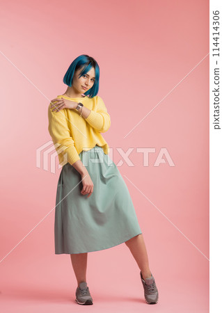 romantic girl posing to the camera romantic girl posing to the camera 114414306