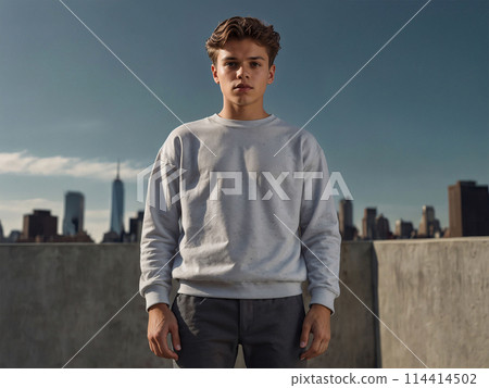 Boy wearing plain sweatshirt-3 [AI generated, professional finish] 114414502