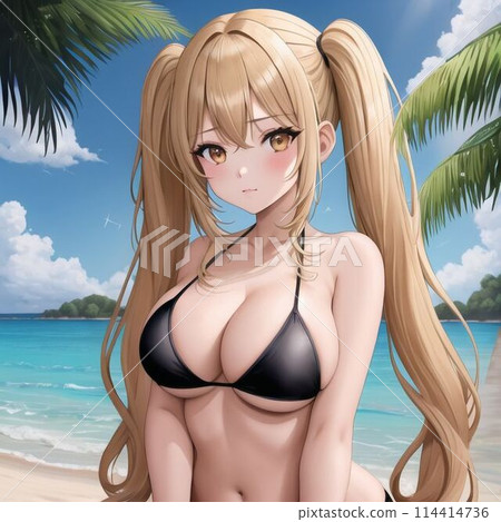 可愛的巨乳泳裝美女 114414736