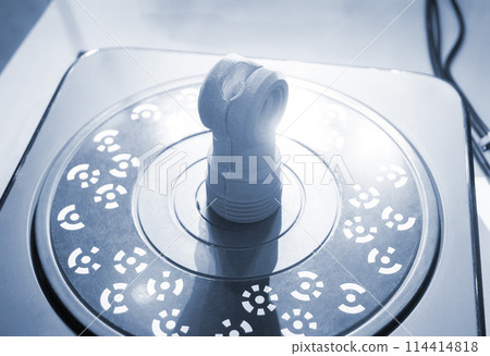 3D Scanning of object. Three-dimensional scanner with blue laser volumetric scanning surface of object for prototyping. High precision new innovation modern technology equipment. Science accuracy 3D Scanning of object. Three-dimensional scanner with blue laser volumetric scanning surface of object for prototyping. High precision new innovation modern technology equipment. Science accuracy 114414818