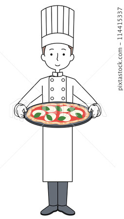Illustration of a male pizza chef Illustration of a male pizza chef 114415337
