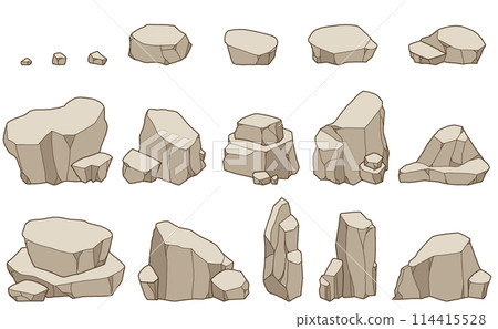 各種形狀岩石的手繪插圖集 各種形狀岩石的手繪插圖集 114415528
