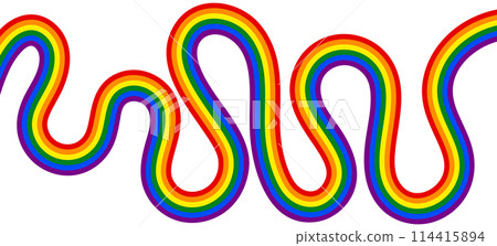 Abstract wavy stripes of Pride flag colors isolated on a transparent background. Flag for Pride month. Vector illustration Abstract wavy stripes of Pride flag colors isolated on a transparent background. Flag for Pride month. Vector illustration 114415894