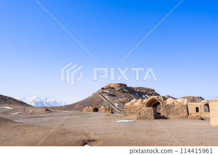 The ancient Zoroastrian Tower of Silence in Yazd, Iran. 114415961
