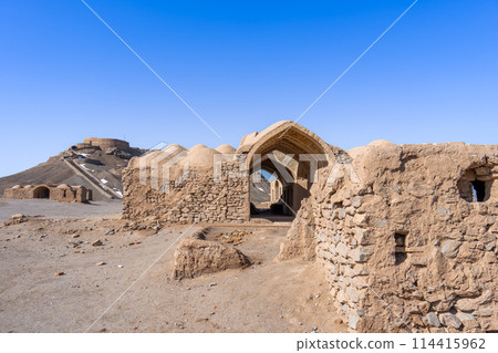 The ancient Zoroastrian Tower of Silence in Yazd, Iran. The ancient Zoroastrian Tower of Silence in Yazd, Iran. 114415962