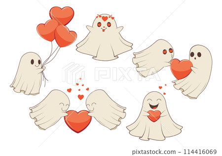Valentine ghosts with heart Valentine ghosts with heart 114416069