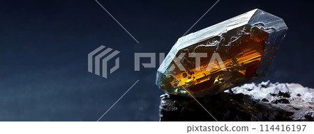 Xanthoconite is a rare precious natural stone on a black background. AI generated. Header banner mockup with space. Xanthoconite is a rare precious natural stone on a black background. AI generated. Header banner mockup with space. 114416197