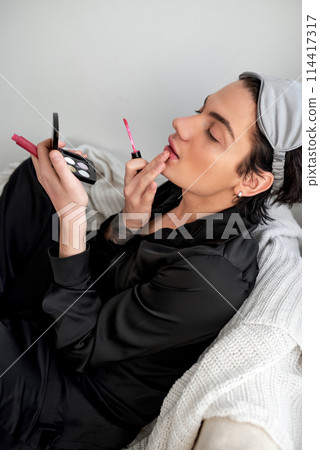 young ashion man prepares for date, meeting 114417317
