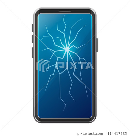 Broken smartphone touch screen, mobile phone repair service icon. Fix telephone glass display breaking. Tablet device damaged. Computer electronics equipment renovation. Cellphone with cracks vector Broken smartphone touch screen, mobile phone repair service icon. Fix telephone glass display breaking. Tablet device damaged. Computer electronics equipment renovation. Cellphone with cracks vector 114417585