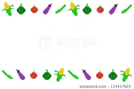 Pixel art summer vegetable frame illustration 114417603